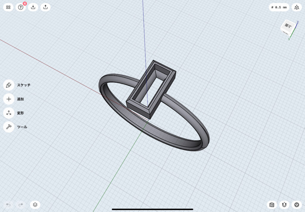 ジュエリーCADで作る石枠付きのシンプルなリング