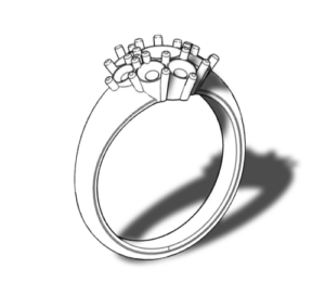 デザイナーがデータを作成した宝石のエンゲージリング　スケッチ