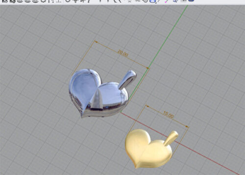 宝石デザイナーがデザインの改良をするCADの画面