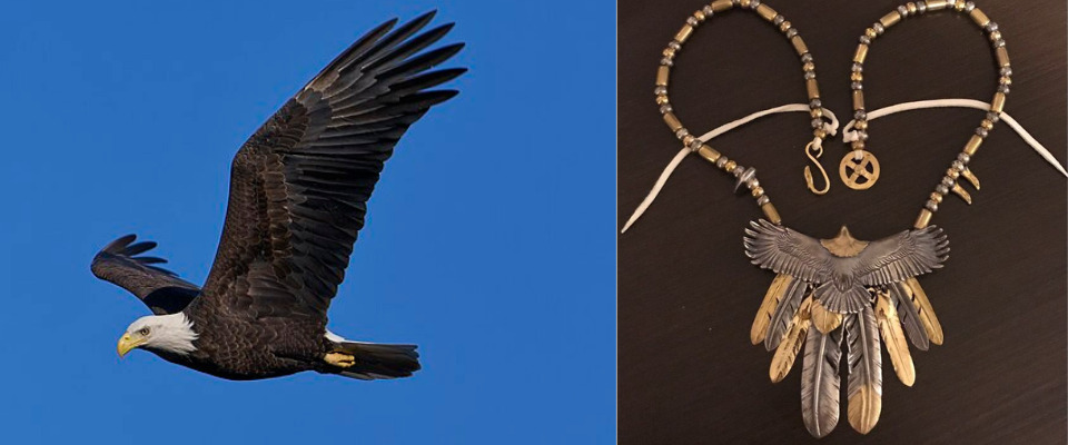イーグルフェザーのインディアンジュエリー