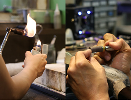 ピアスの作り方解説　仕上げ写真