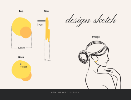 彫金ピアスの作り方解説　デザイン画