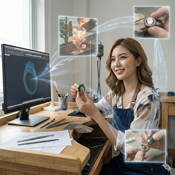 女性がジュエリーの完成形から逆算している