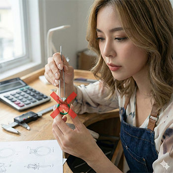 原型に石を乗せようとしている