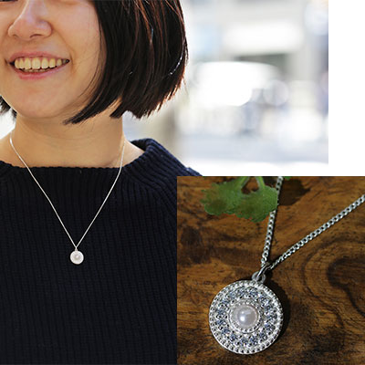 パールとダイヤが組み合わさったネックレス例