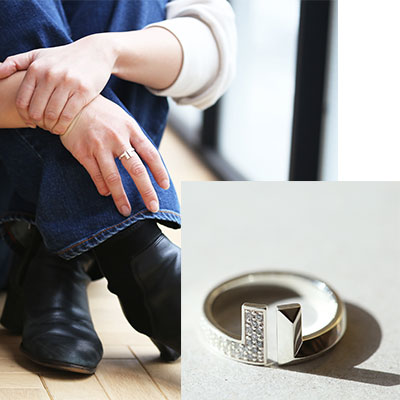 規則的に並んだダイヤモンドパヴェリング作品例