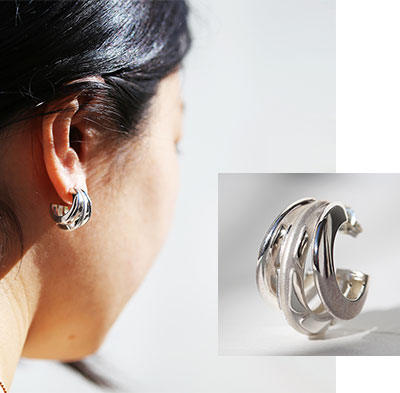 大ぶりの3連フープピアス作品例