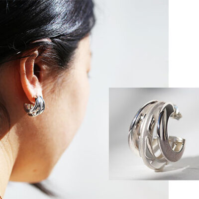 大ぶりの3連フープピアス作品例